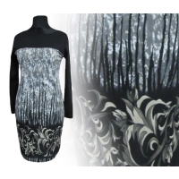 Ciepła sukienka dzianinowa ze wzorem - zielone trawy khaki